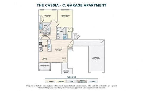 Floor plan for 2 beds, 2 baths, 1000 sqft